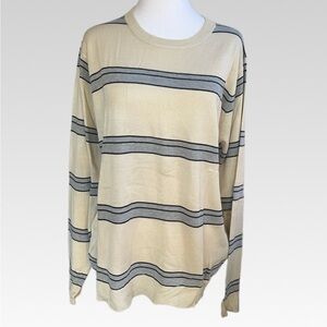 System men’s  Cream and Gray Striped Crewneck Sweater size M
